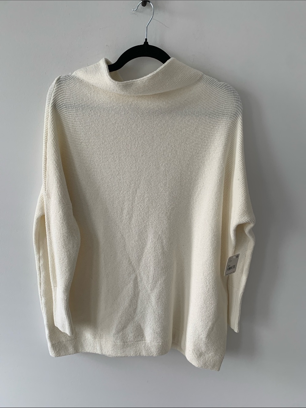 Free People Relaxed Mock Neck Sweater in Cream XS oversized cotton blend NWT